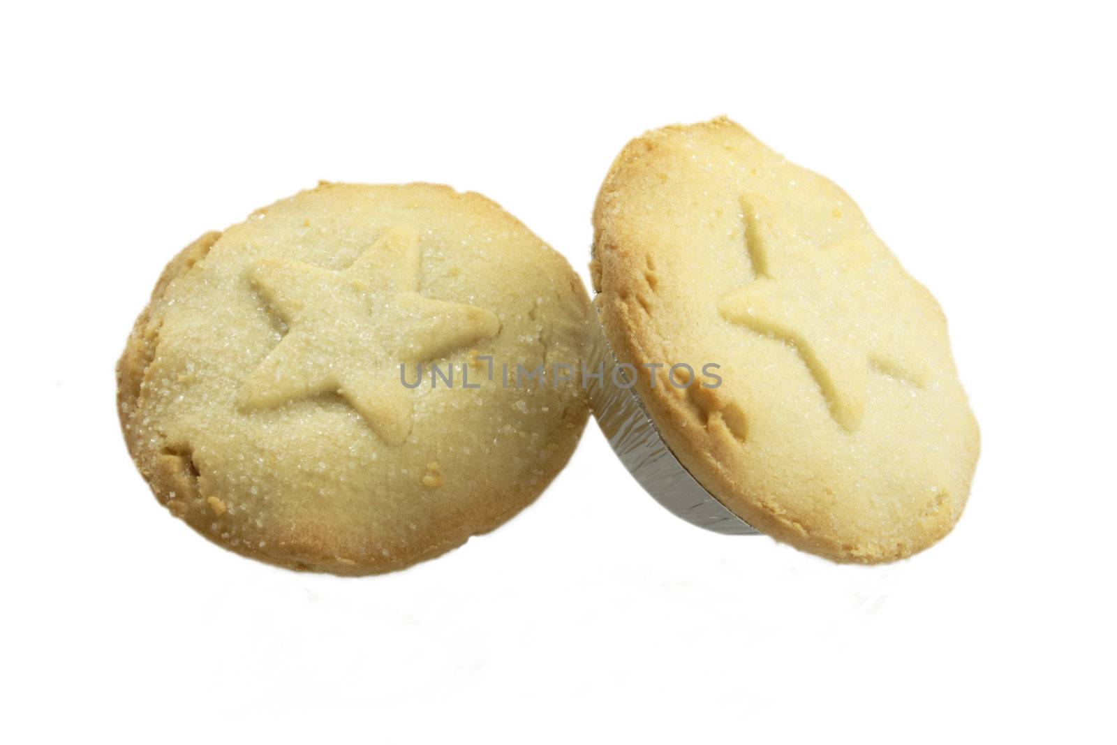 two small mincepies isolated over a white background