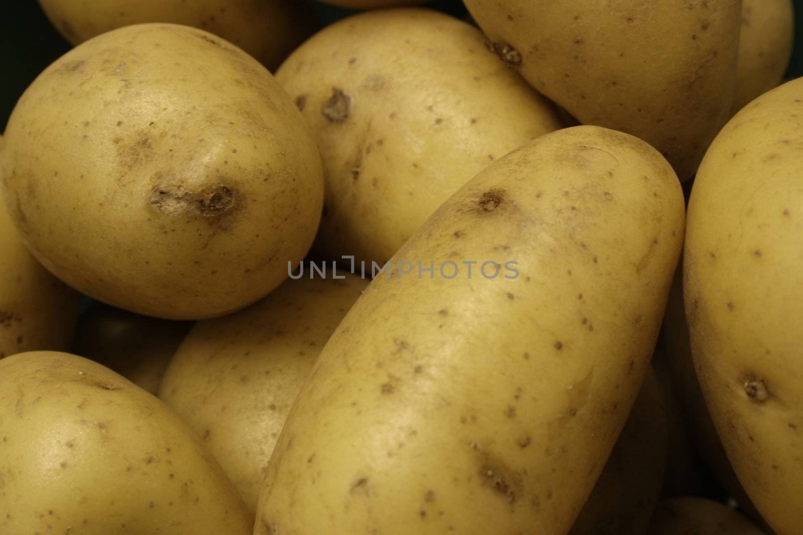 closeup of washed new potatoes 