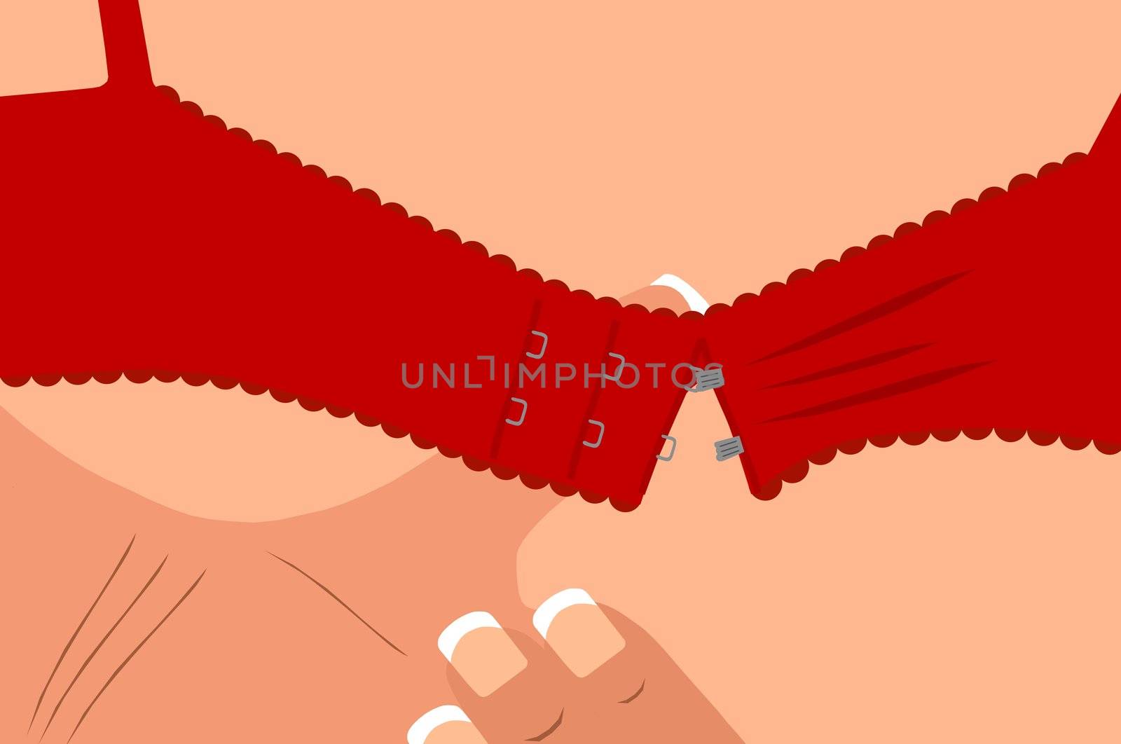 Illustration of a unlocked red bra