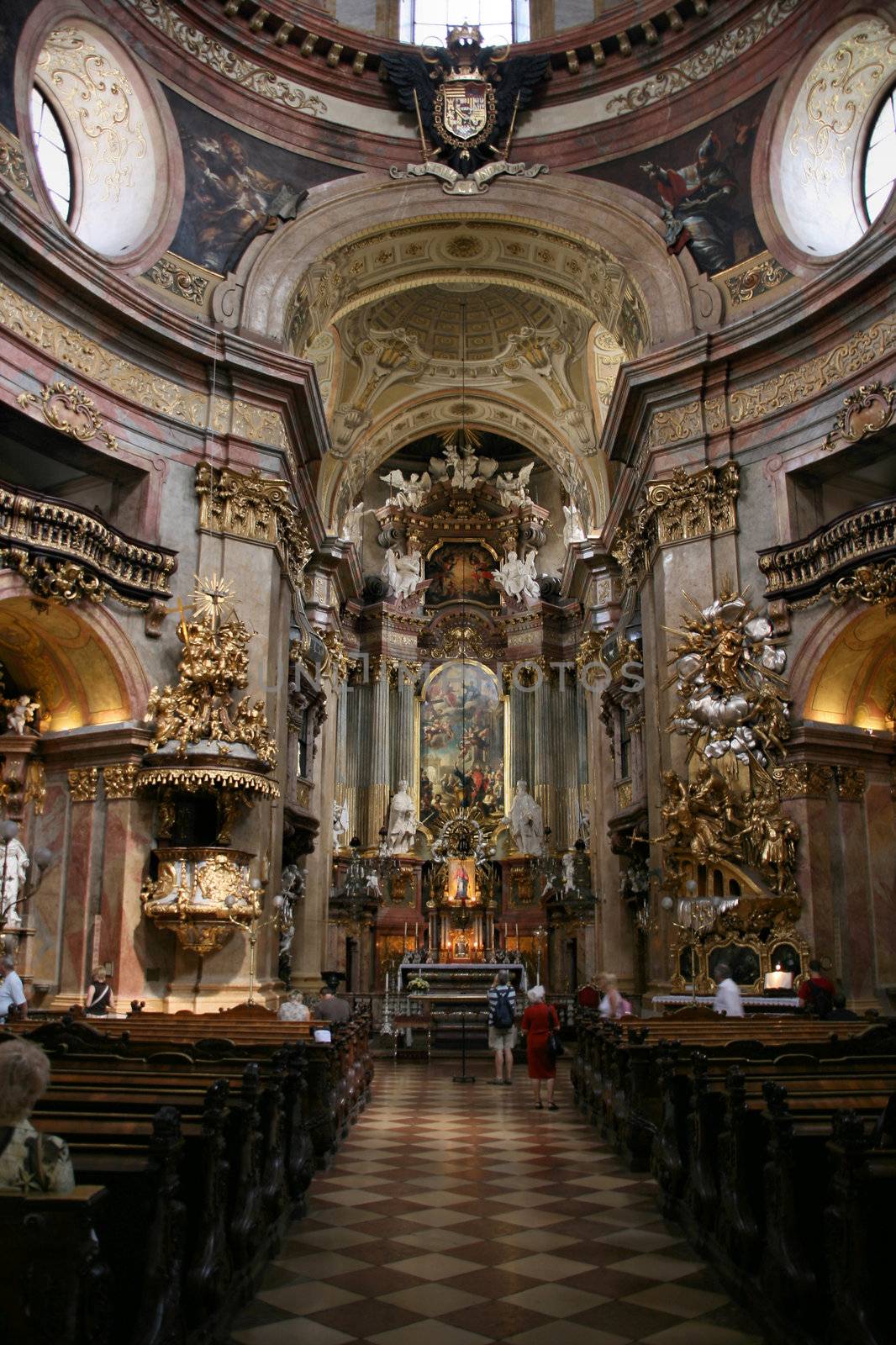 Interiors of baroque church in Vienna - Peterskirche on Petersplatz