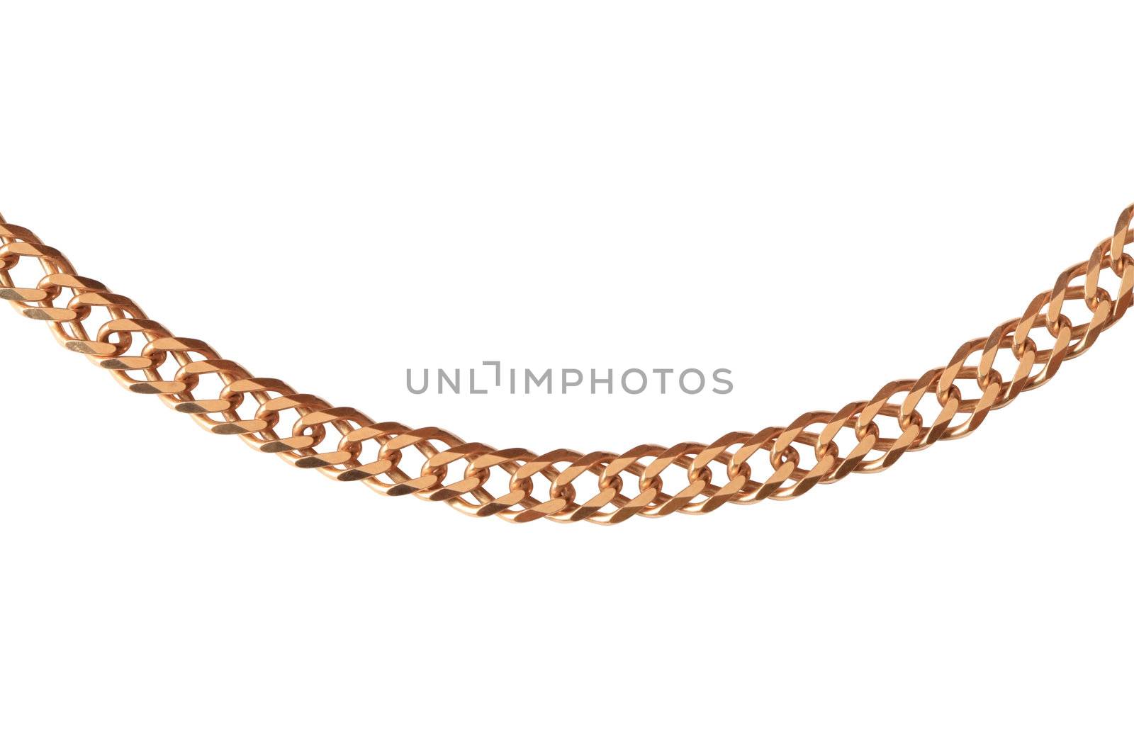 Nice gold chain isolated on white background with clipping path