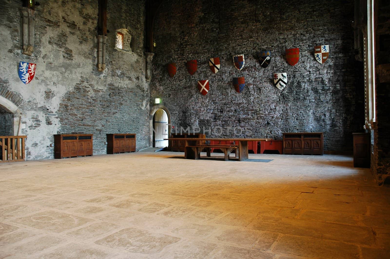 inside of caerphilly castle, horizontally framed picture