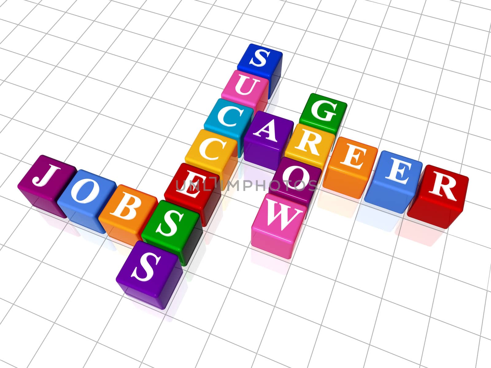 3d colour boxes crossword - career, success, jobs, grow