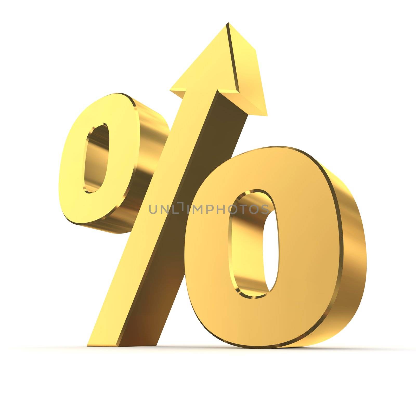 shiny golden percentage symbol with an arrow up