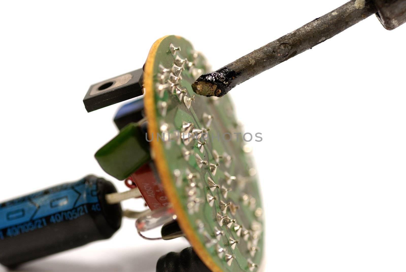 soldering, circuit board, on white