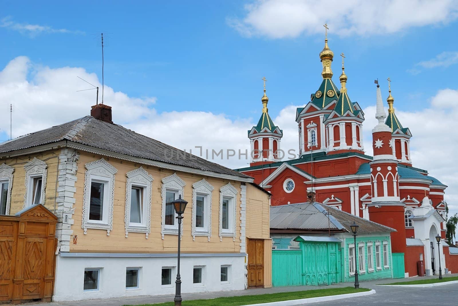 Street in Kremlin of old Russian town Kolomna near Moscow