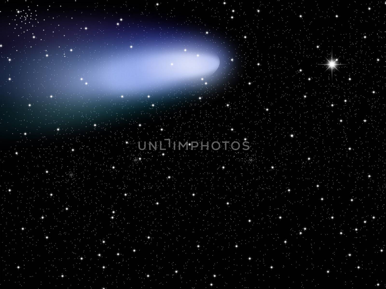 Comet on a background of star congestions. Space, astronomy