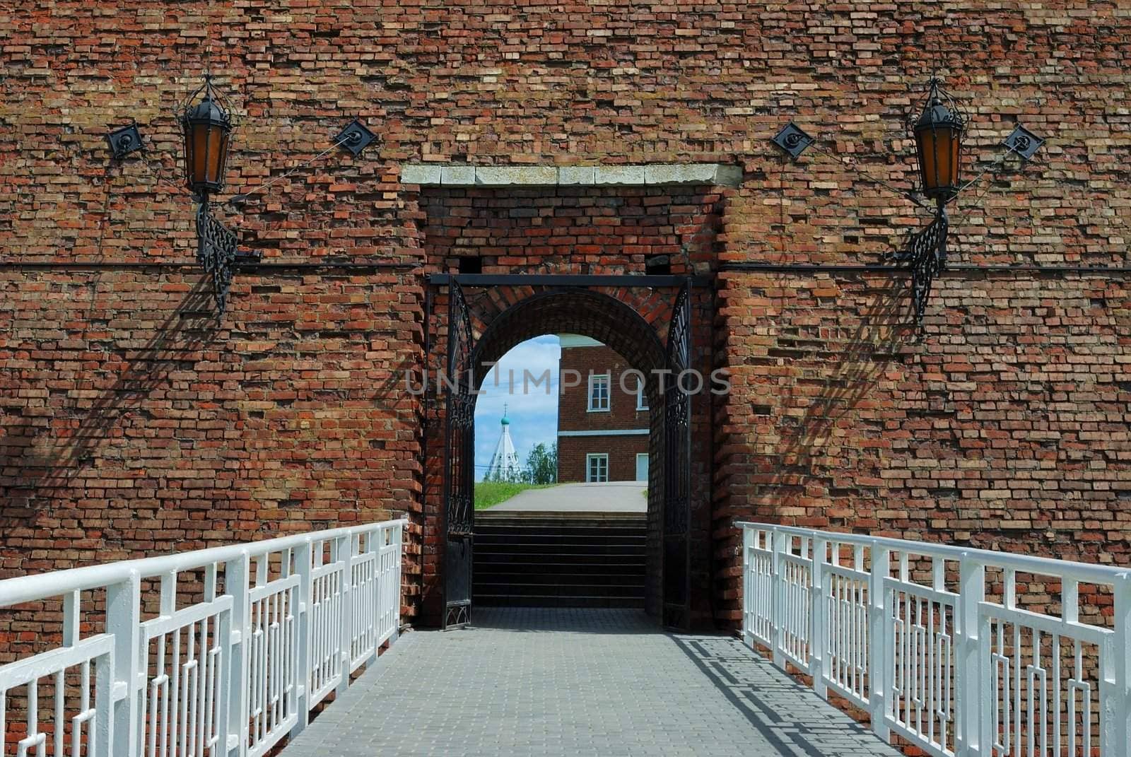 Entrance to old fortress in Kolomna town near Moscow