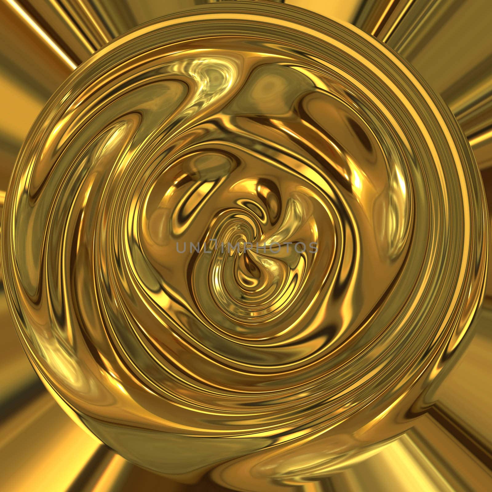 liquid gold swirls around in circle 