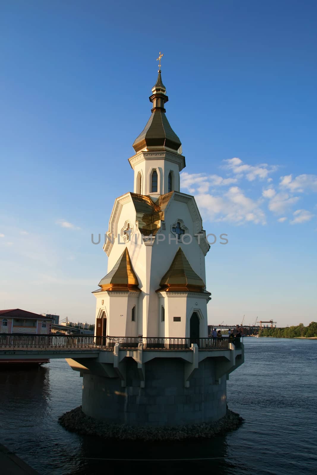 Small church on Dnepr river in Kiev, Ukraine