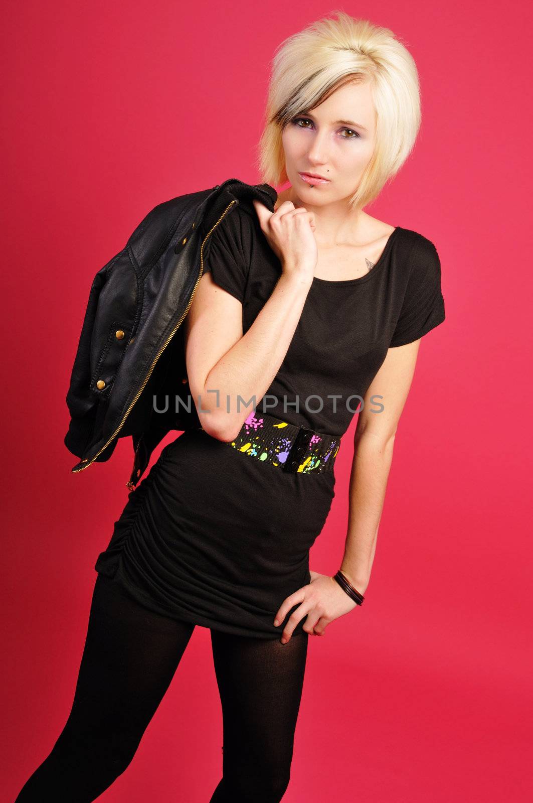 attractive young woman on a colorful background