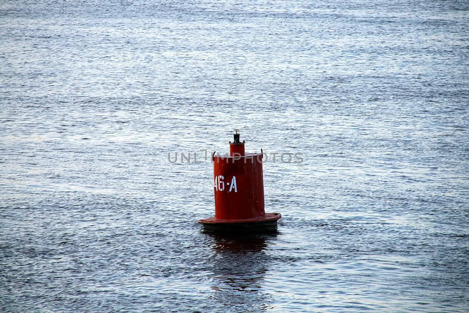 Red buoy on Dnepr river, Kiev, Ukraine