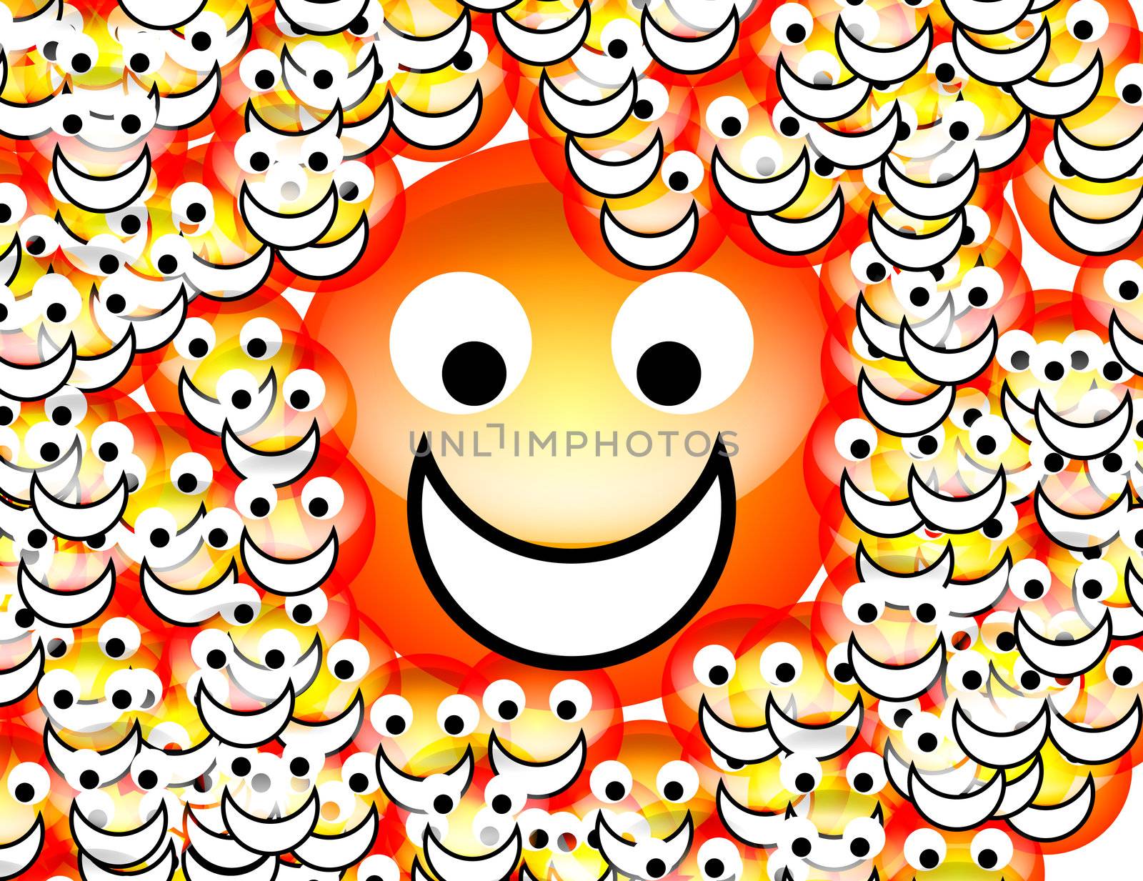 An image of a set of happy cartoon faces.  