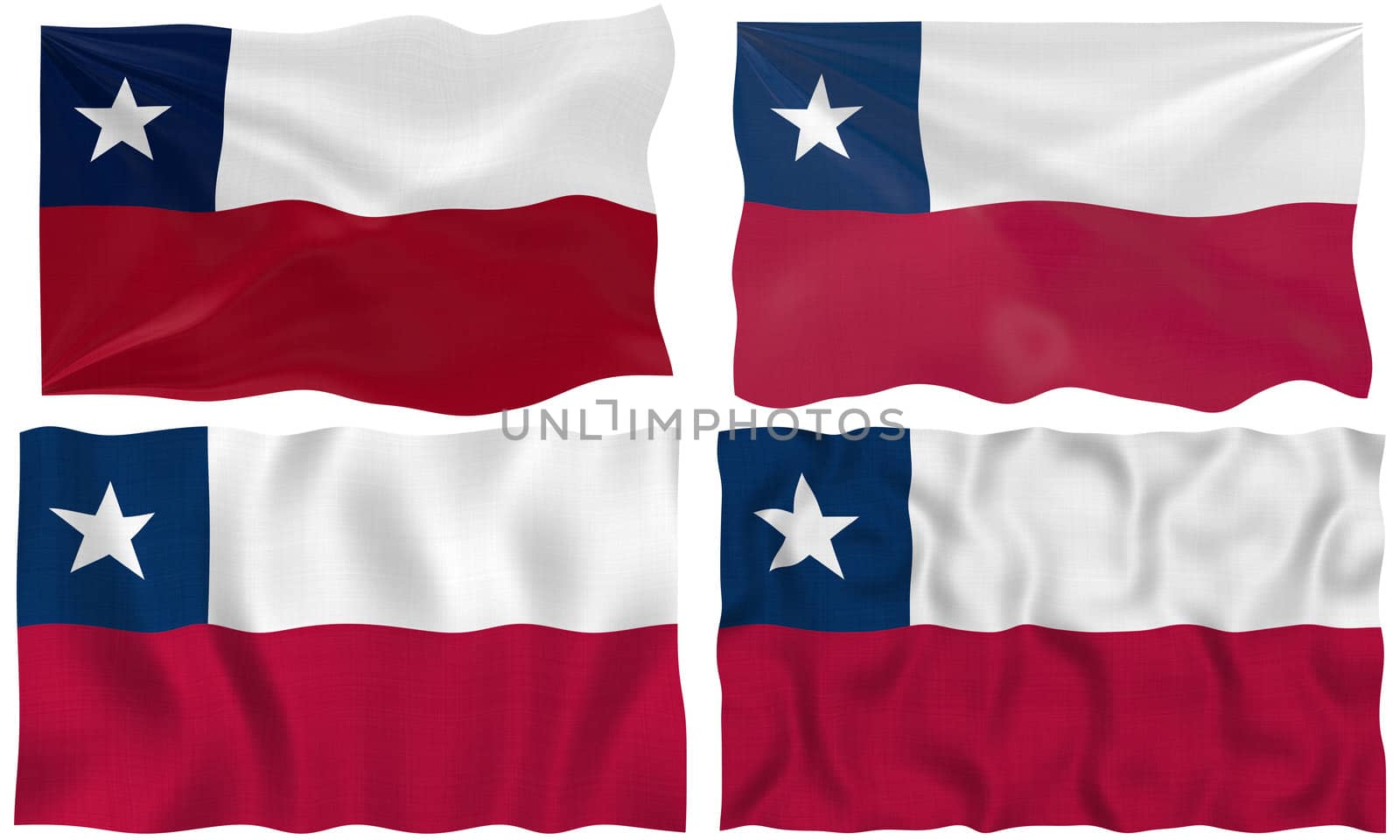 Great Image on white of four Flags of Chile