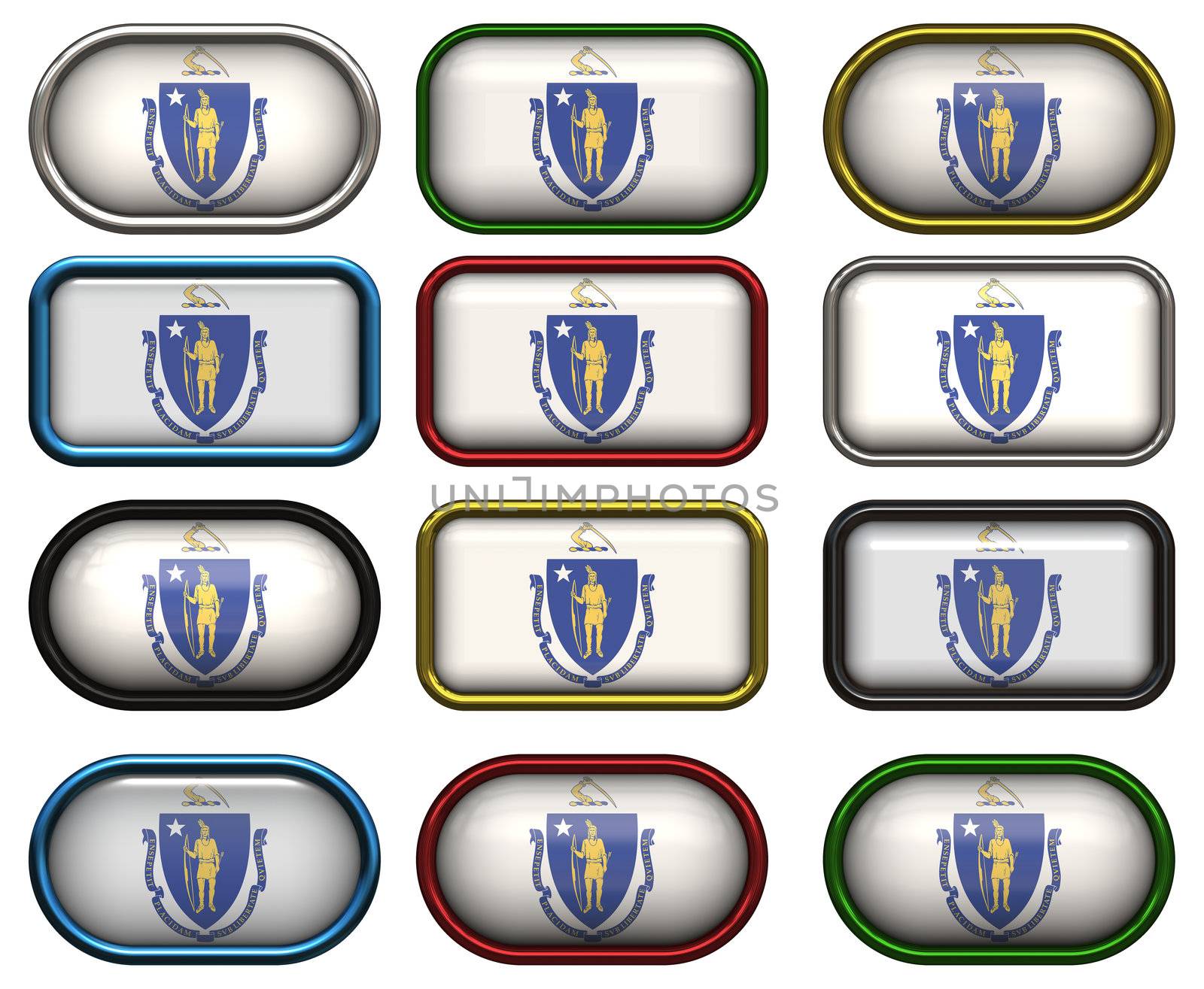 twelve Great buttons of the Flag of massachusetts