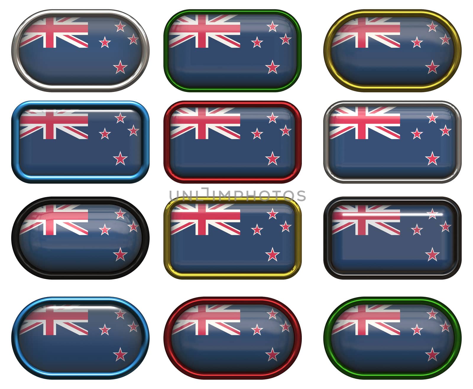 twelve Great buttons of the Flag of New Zealand