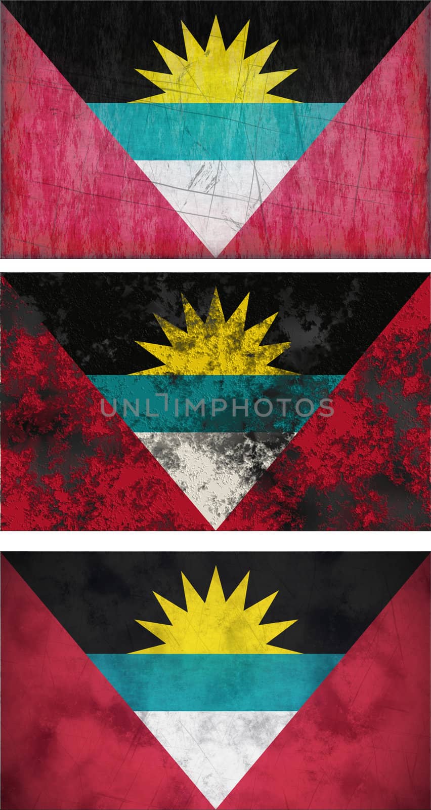 Great Image three grunge flags of antigua barbuda