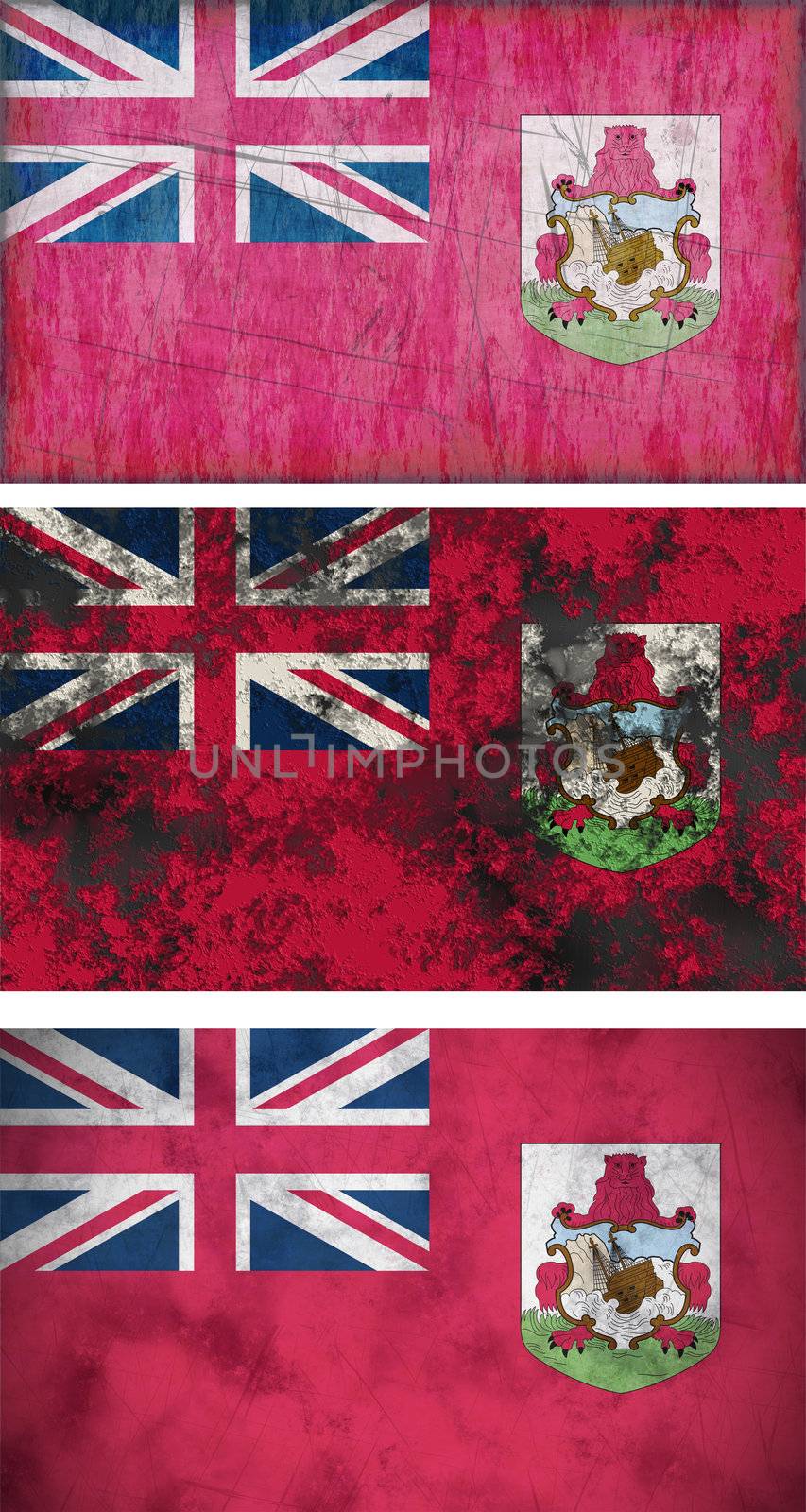 Great Image three grunge flags of Bermuda