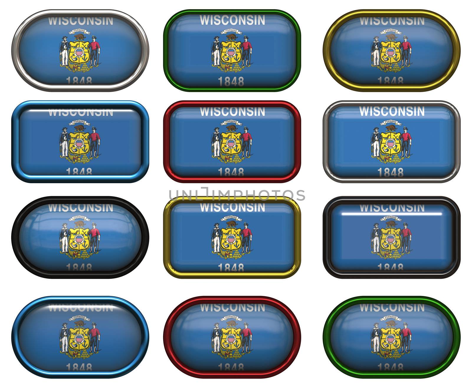 twelve Great buttons of the Flag of Wisconsin