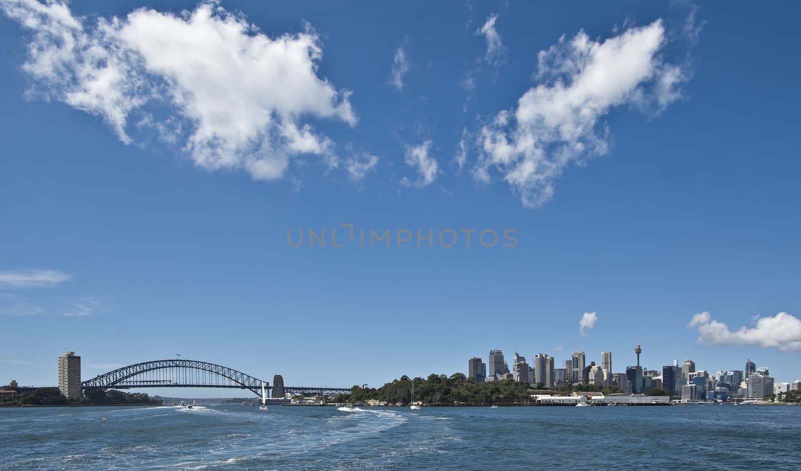 coming into sydney with city and harbour bridge