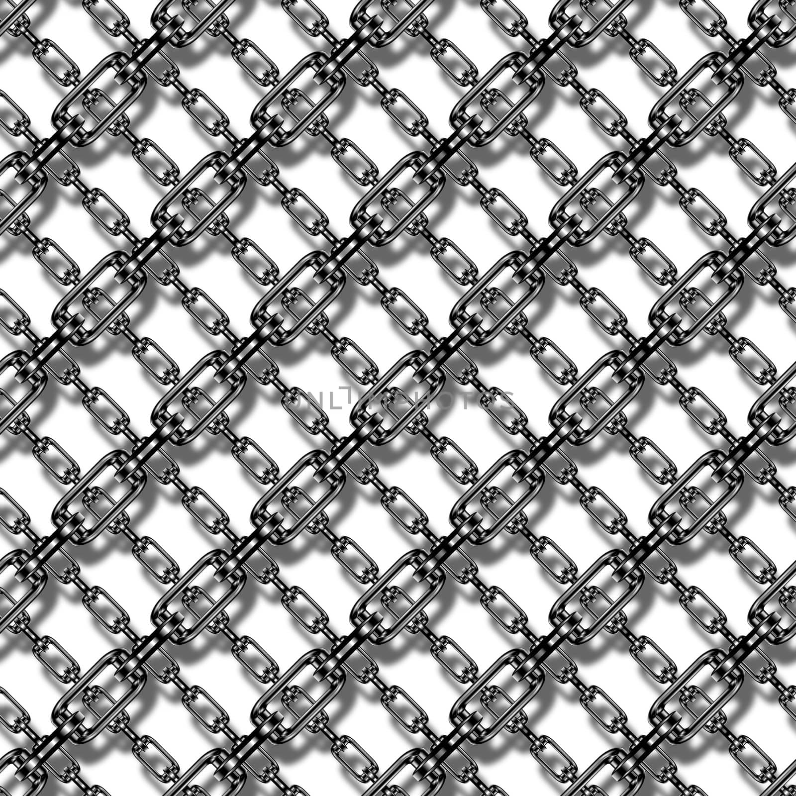 background image of lots of metal chains over white