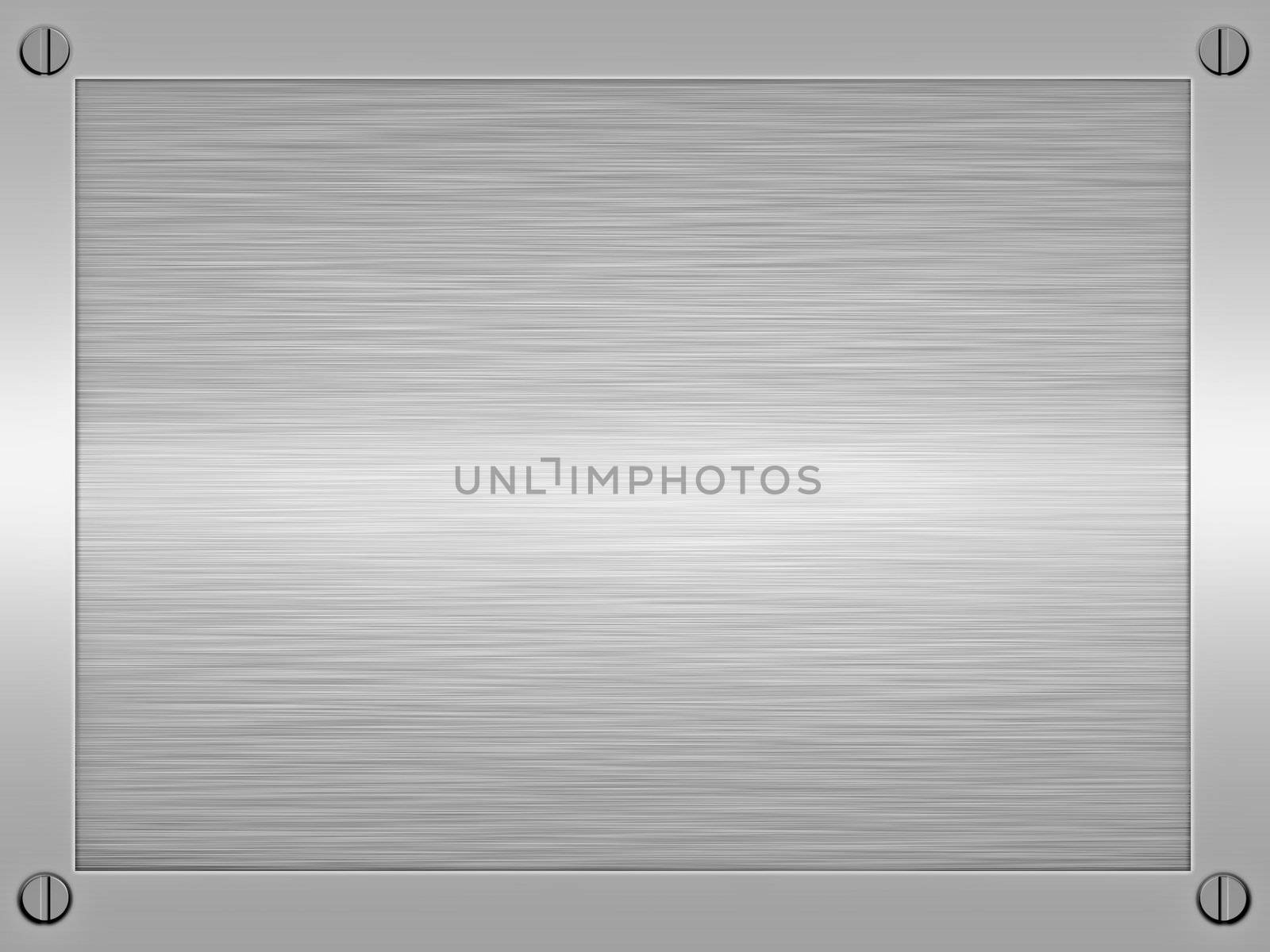 sheet of rendered brushed steel or metal in an alloy frame