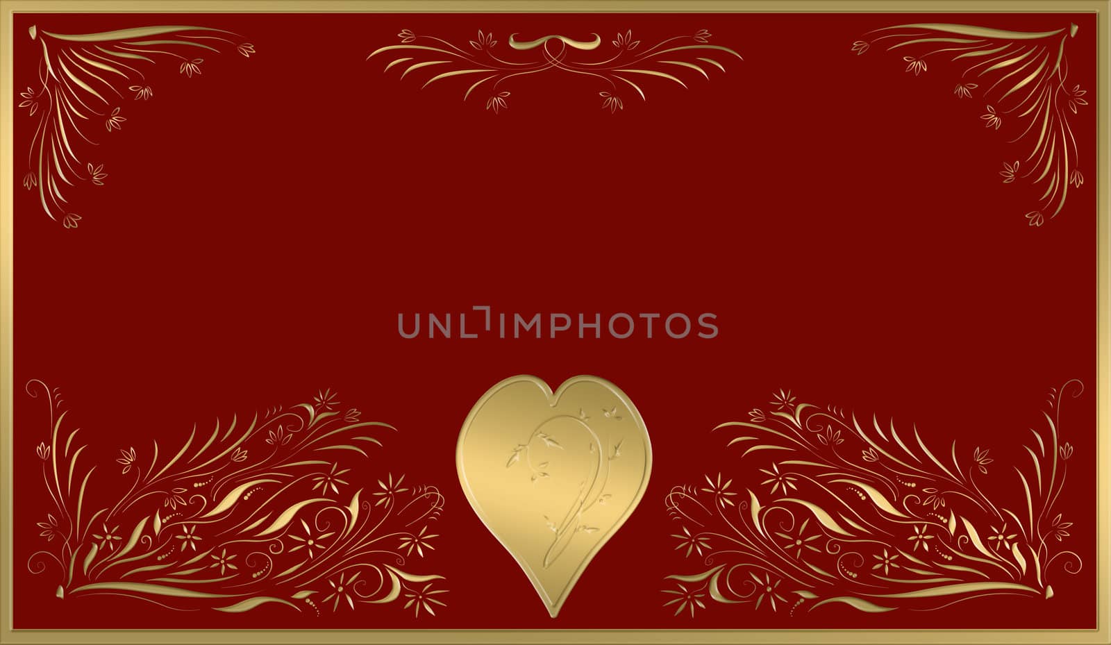 beautiful elegant victorian style valentines card in gold filigree
