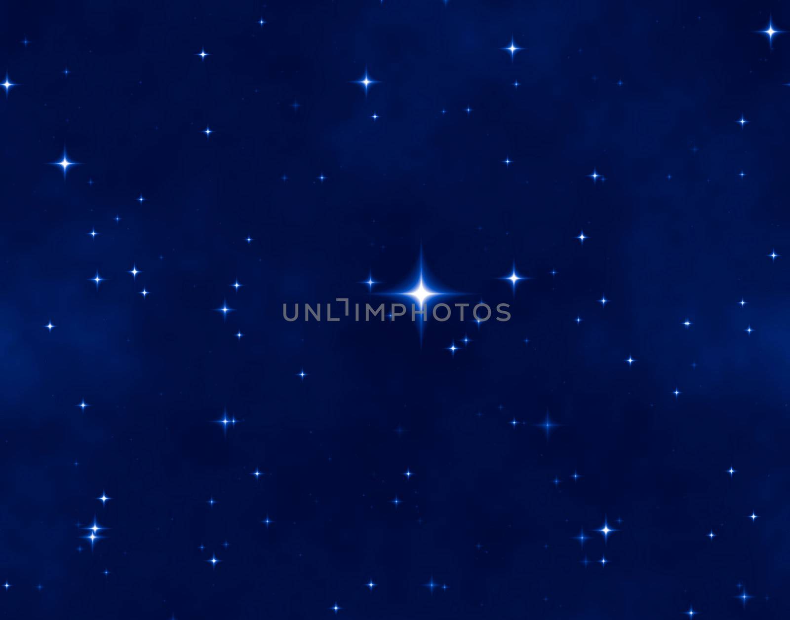 a nice blue star field of bright and shining stars and one bright star