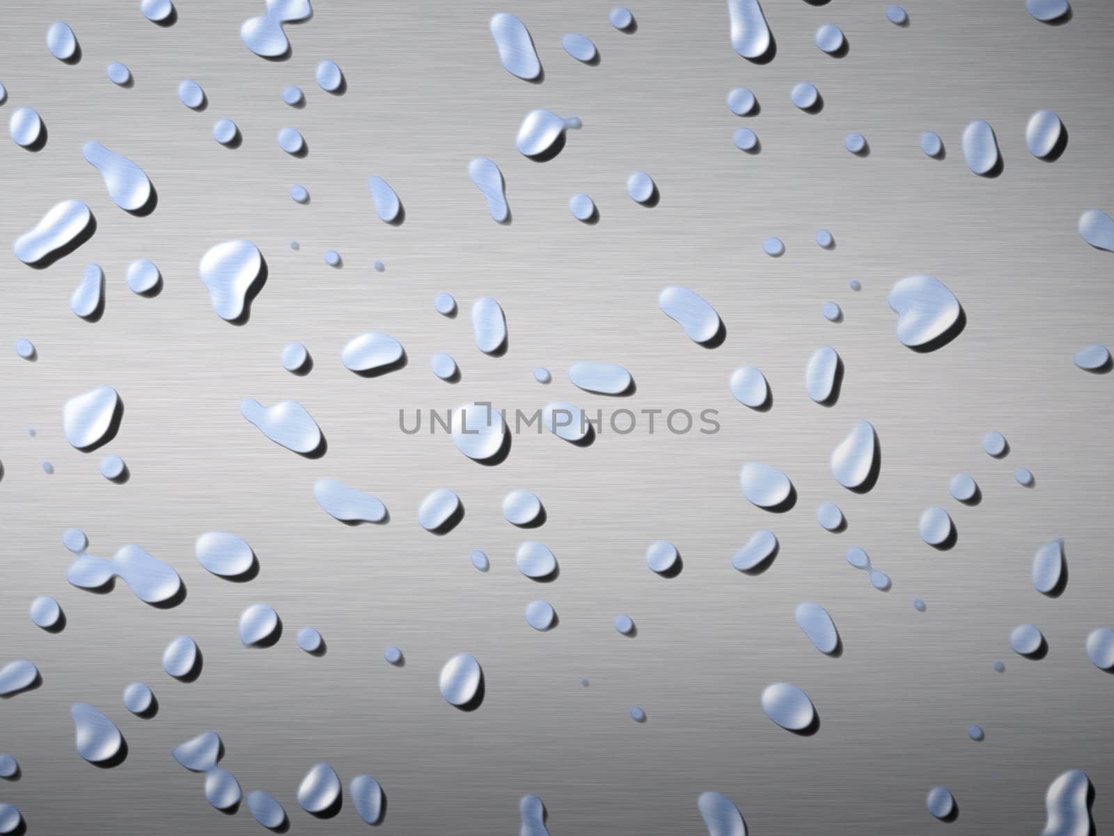 a large sheet of brushed metal with water drops splashed on it