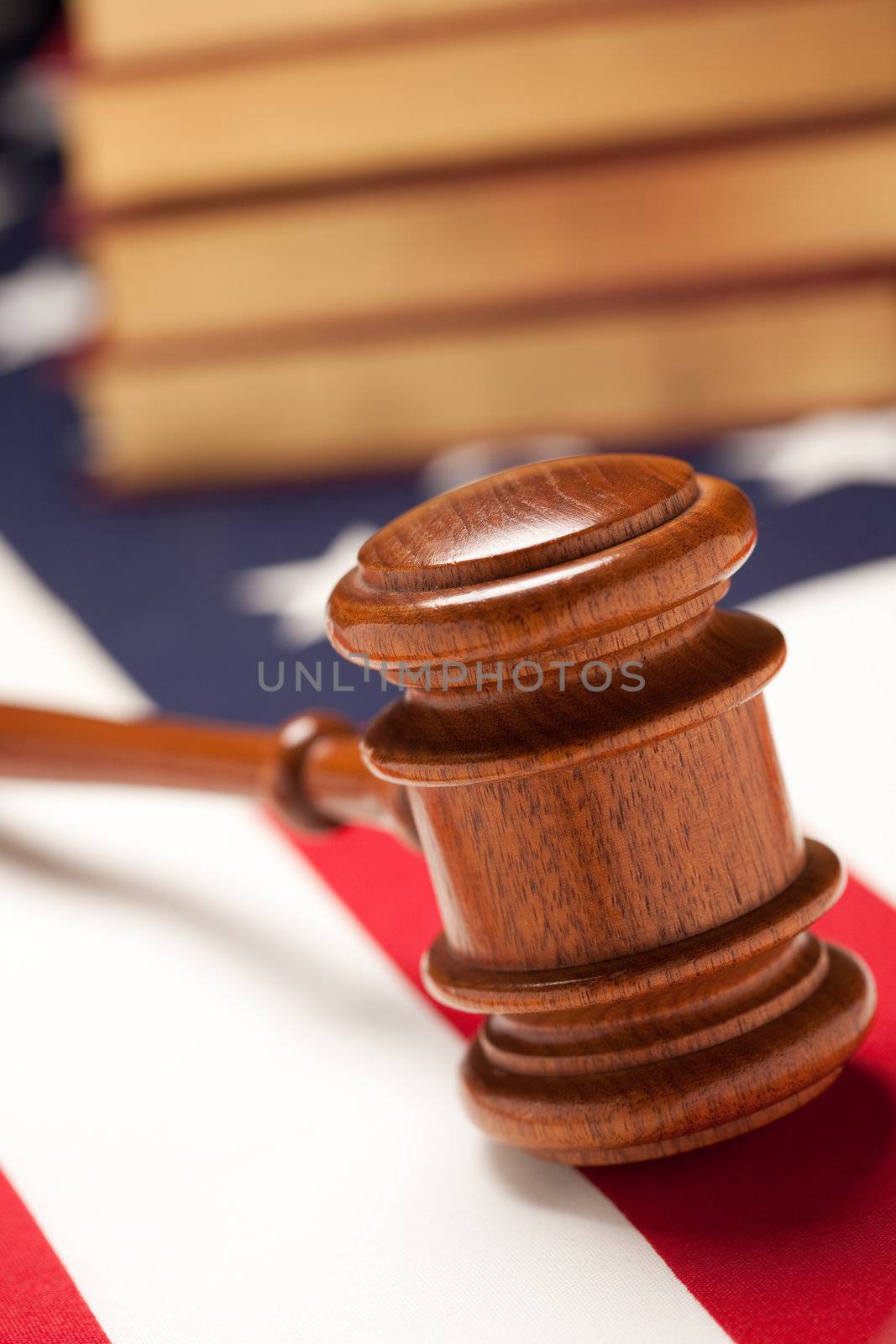 Gavel and Books on Flag by Feverpitched