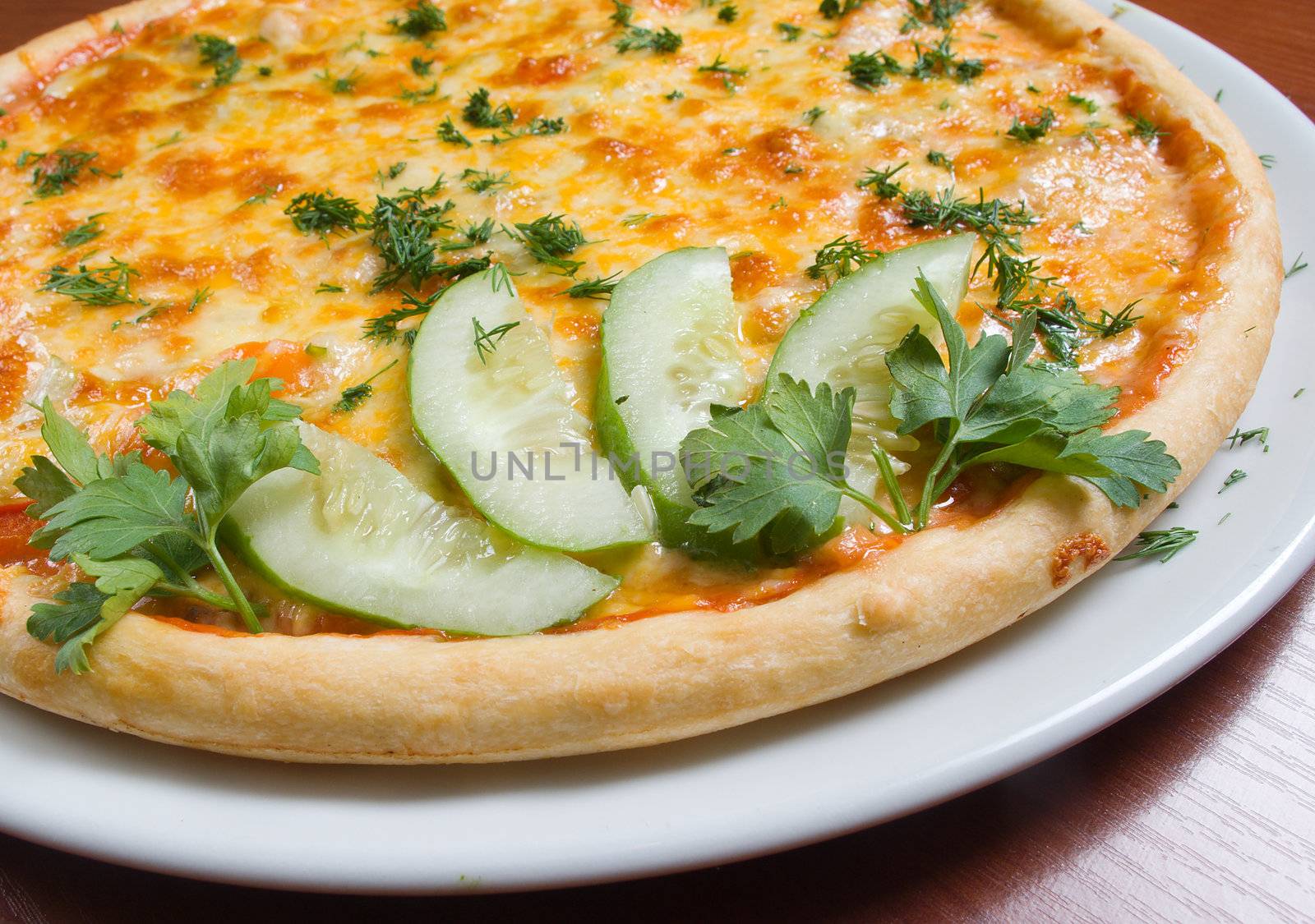 Tasty Italian pizza with become cool cucumber , Pizza and italian kitchen
