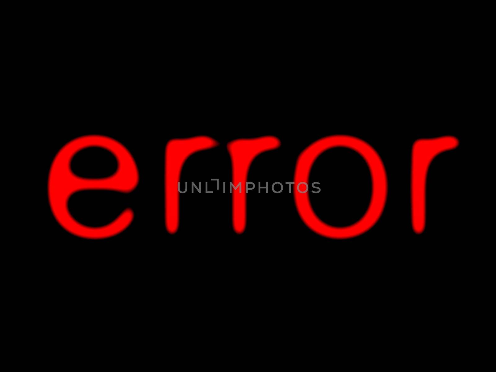 abstract unfocused red error message against black background