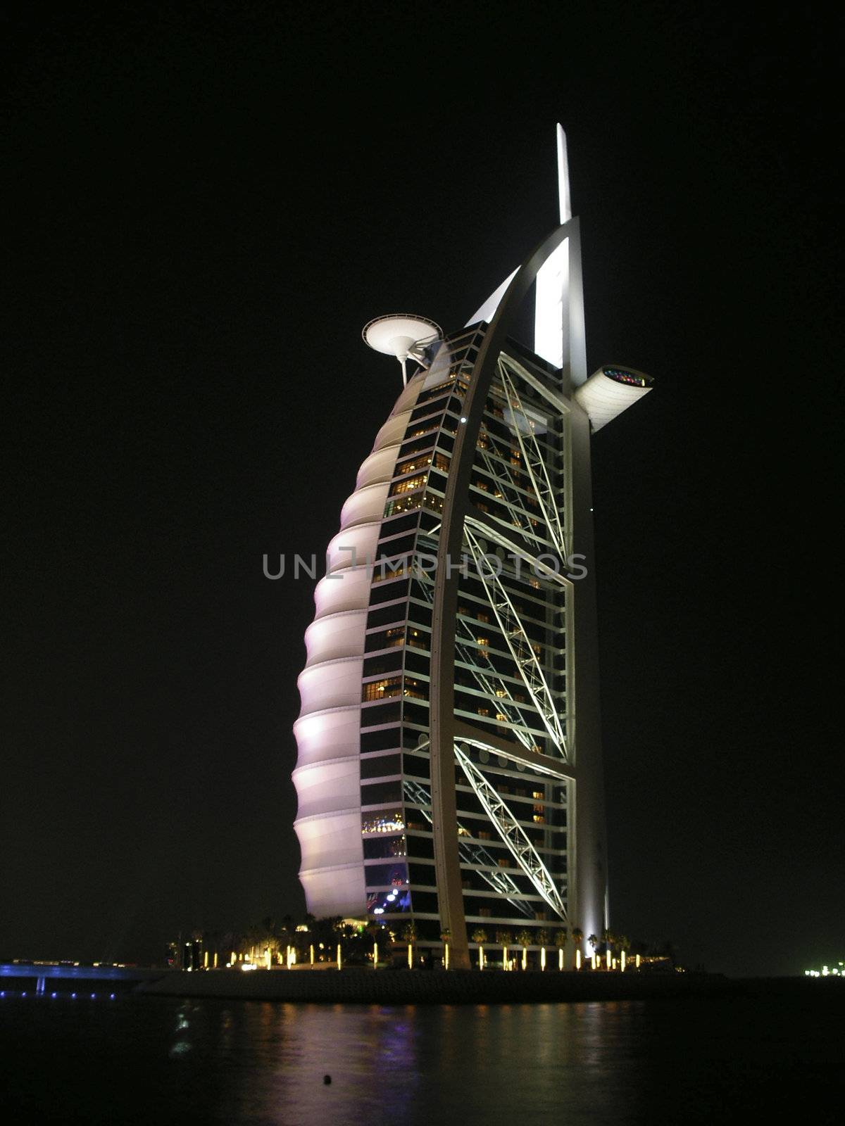Burj al Arab illuminated at night
