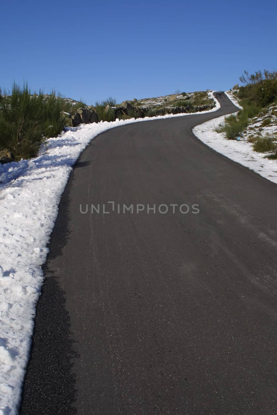 Tarmac road and blue sky
