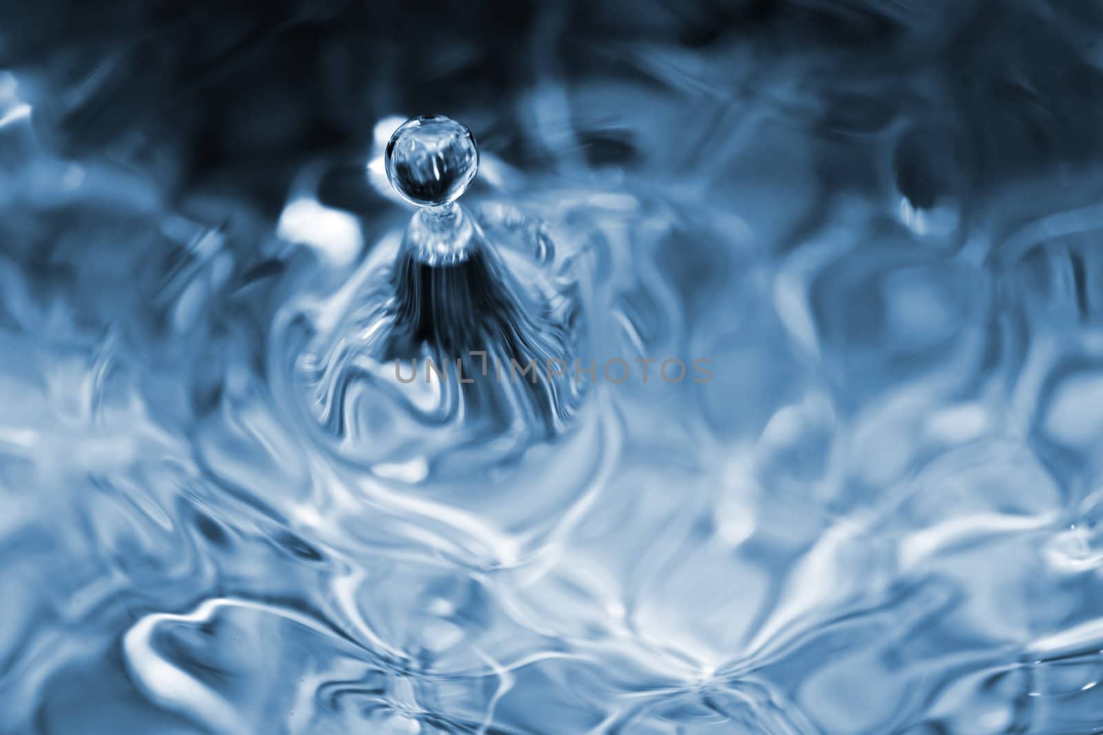 Blue water drop macro