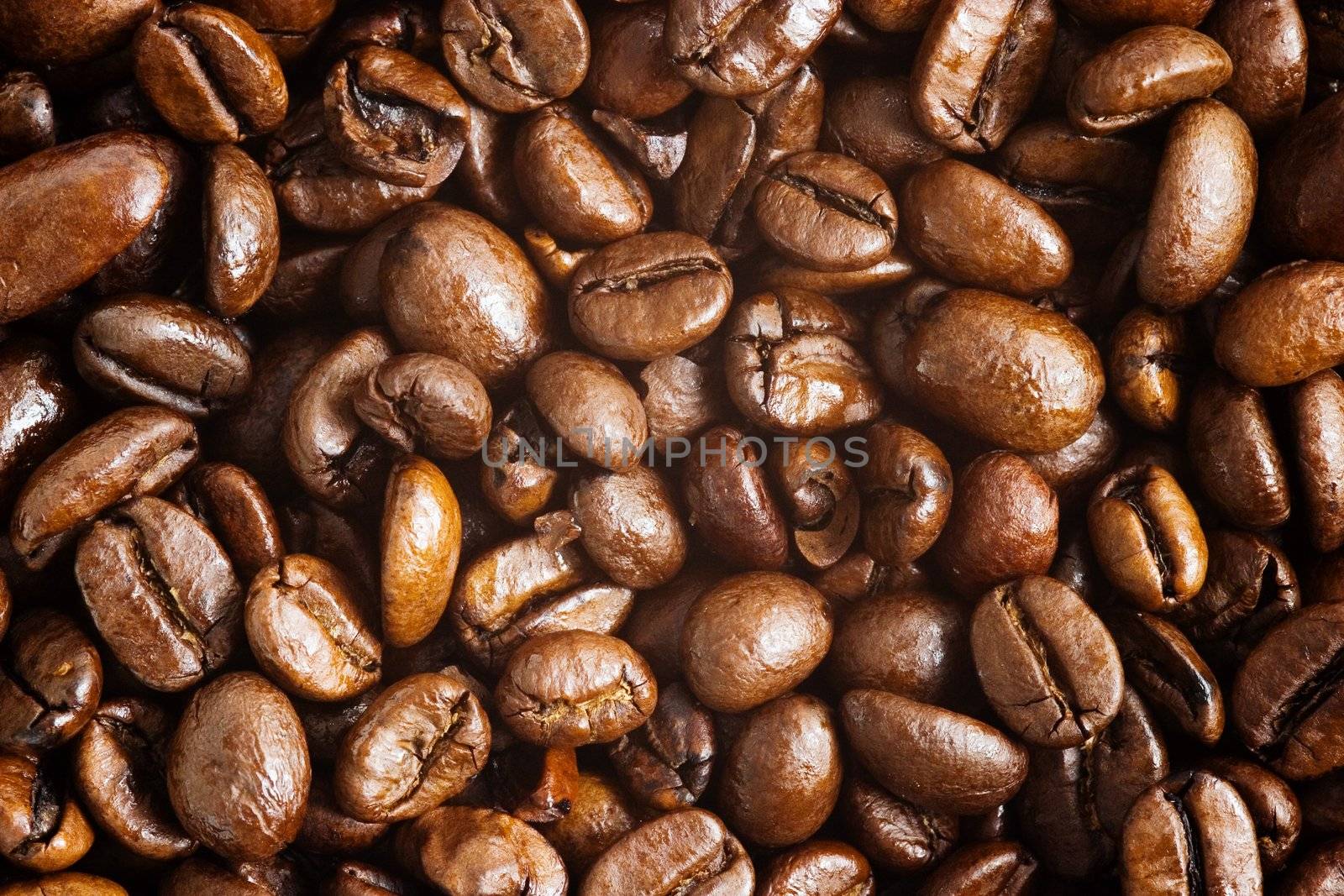 Coffee beans macro background