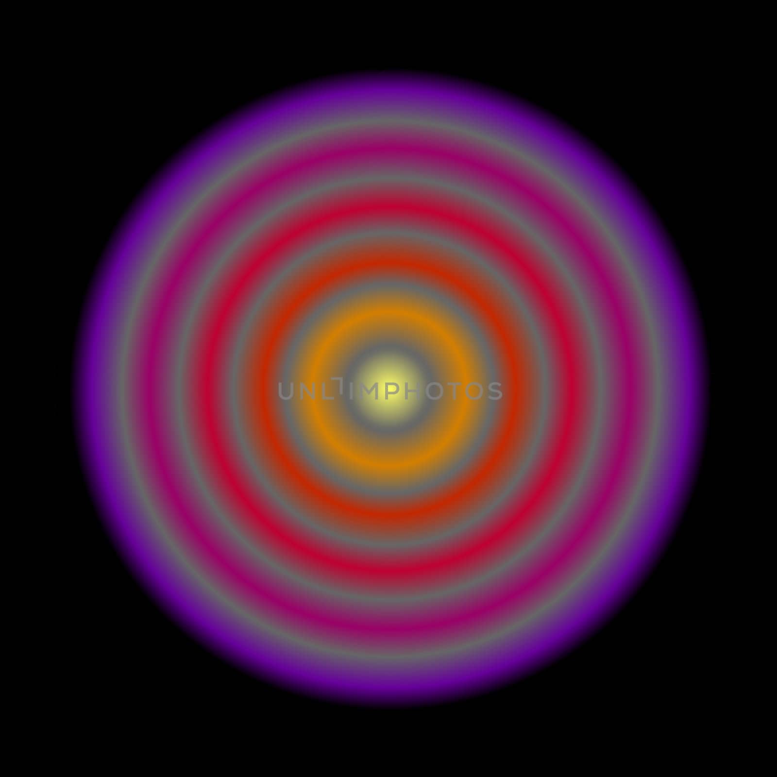 An abstract red target done in the warm colors of the spectrum.