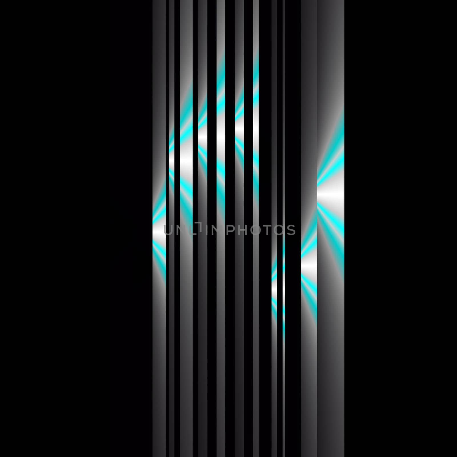 A minimalist fractal with vertical gray bands that have the appearance of steel and diagonal touches of turquoise to look like reflected light.