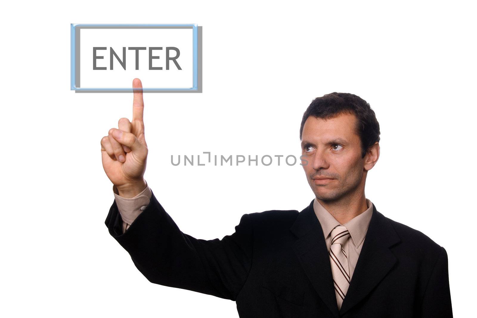 businessman over white studio background