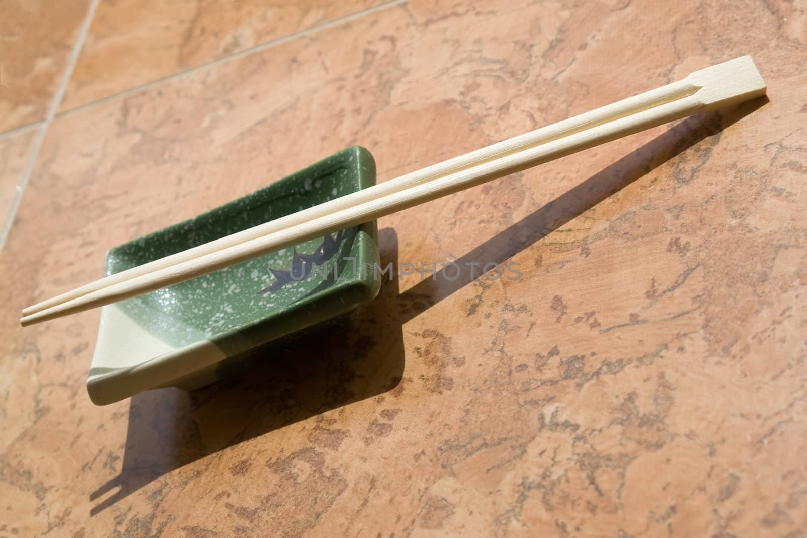 The japanese dinnerware on a marble table