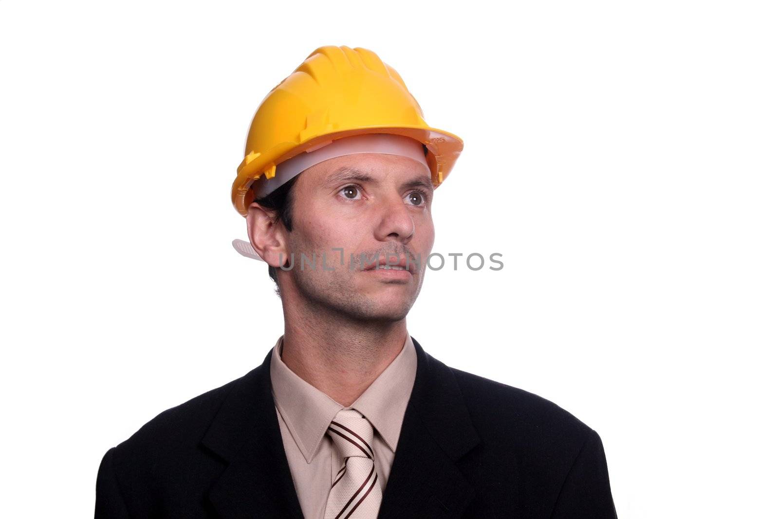 beautiful architect over white background