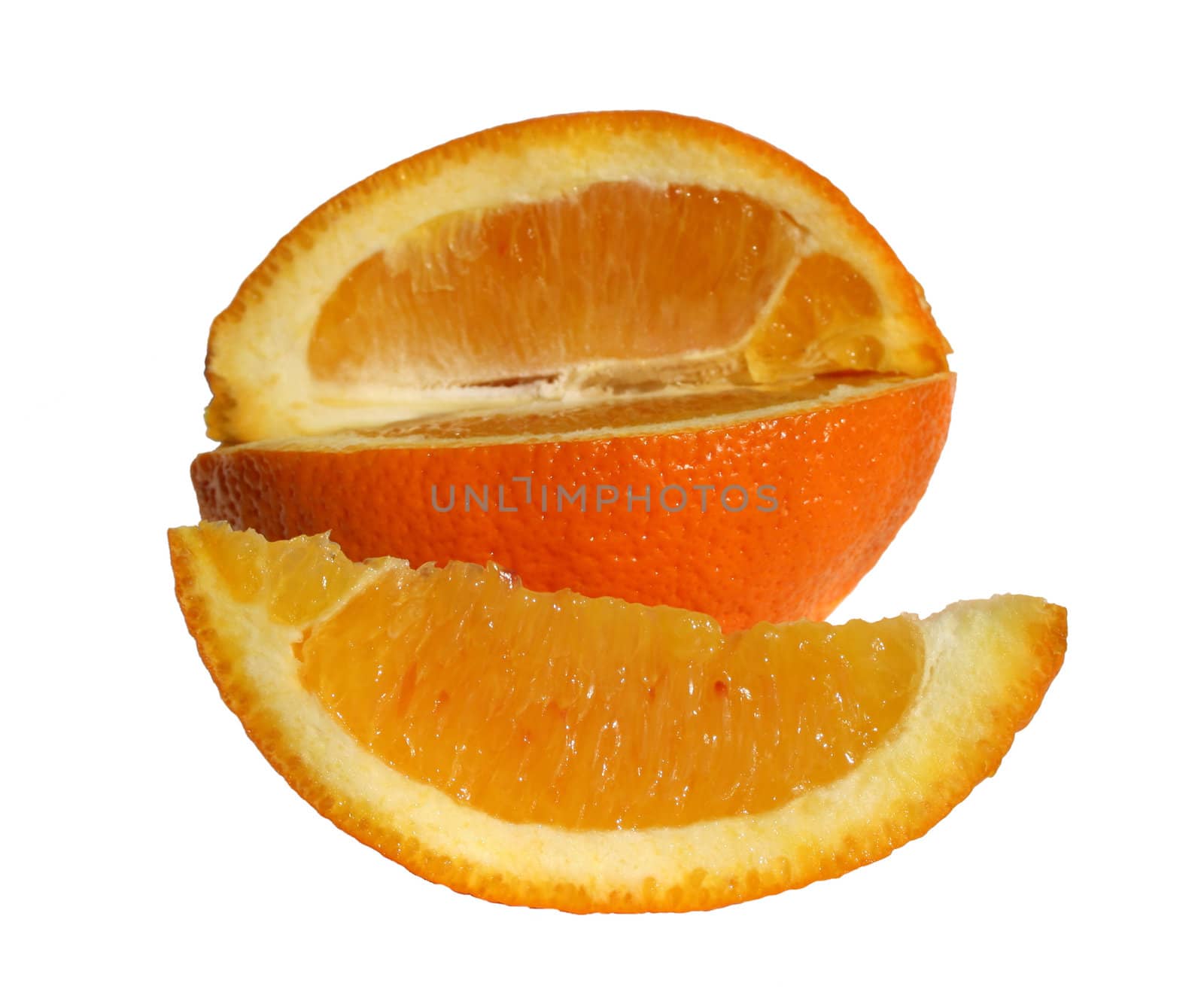 Ripe orange on a white background.