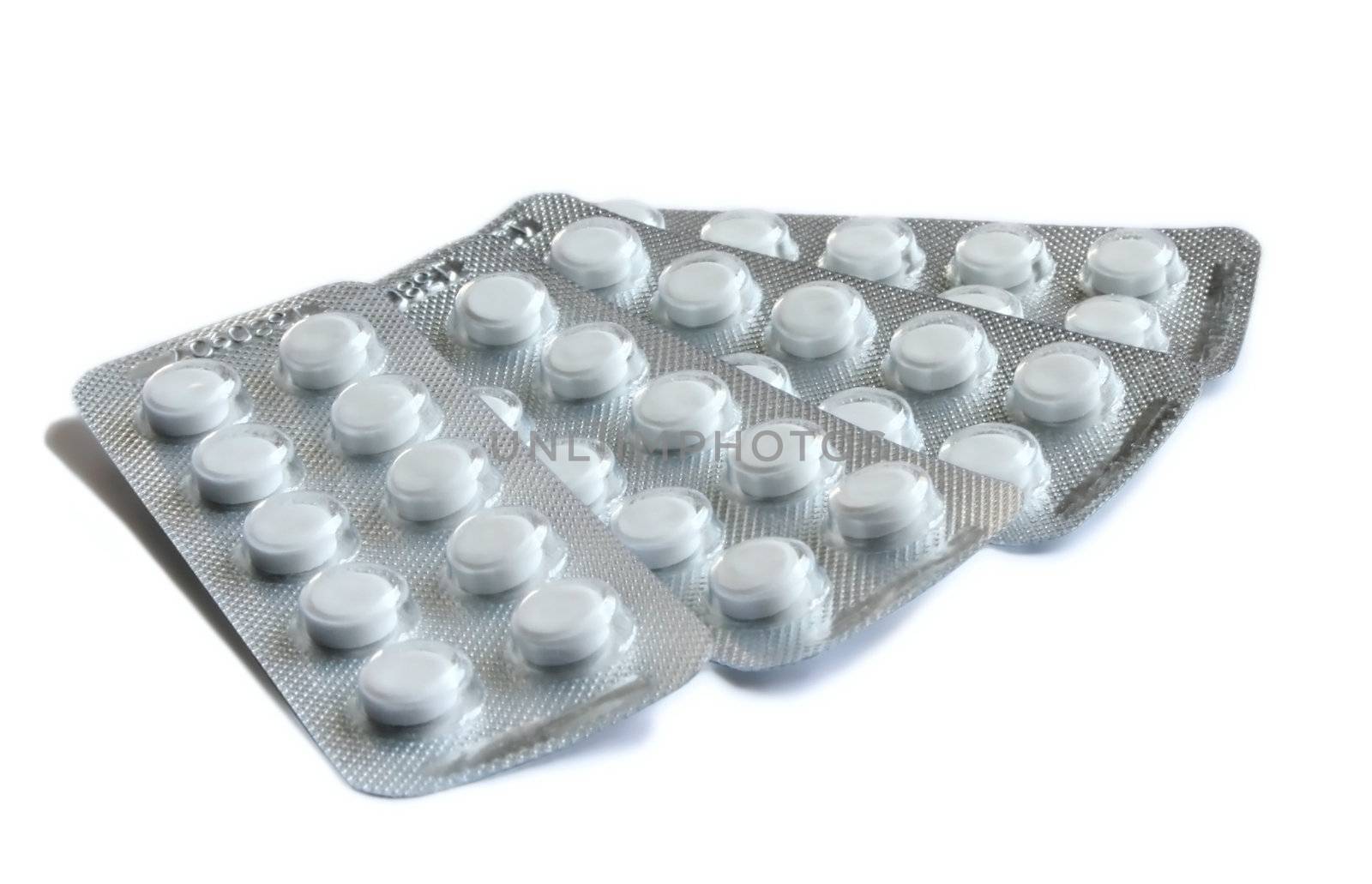 Pills on a white background.