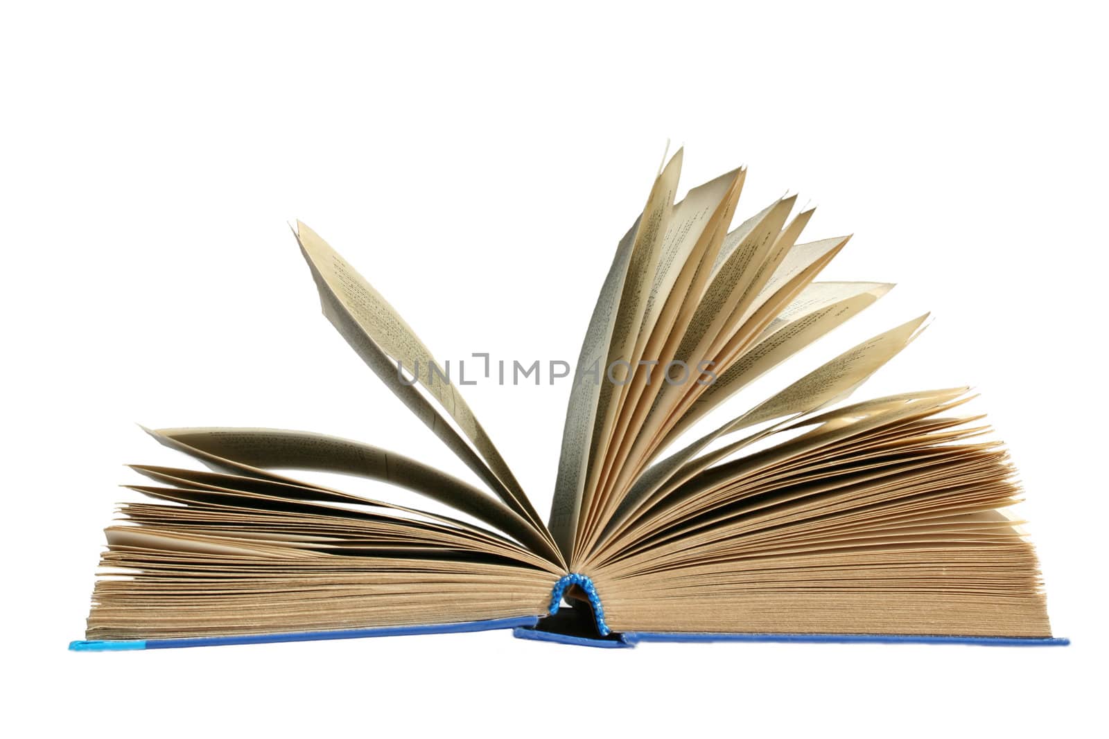 The open book on a white background.