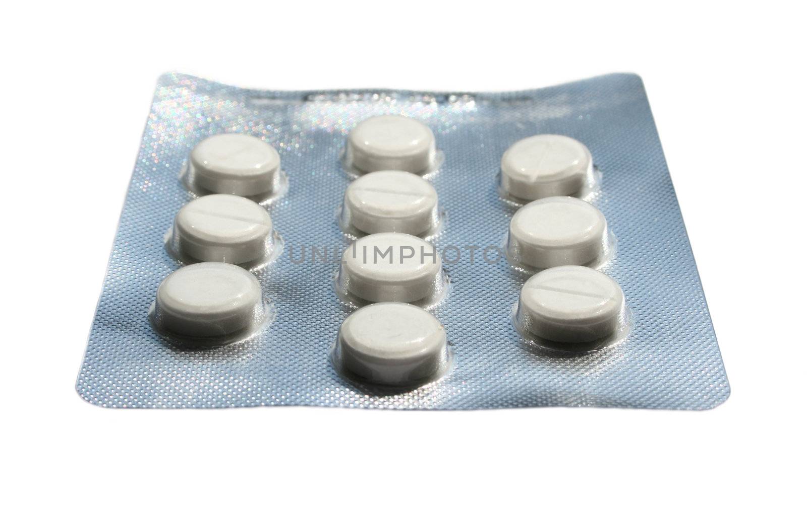 Pills on a white background.