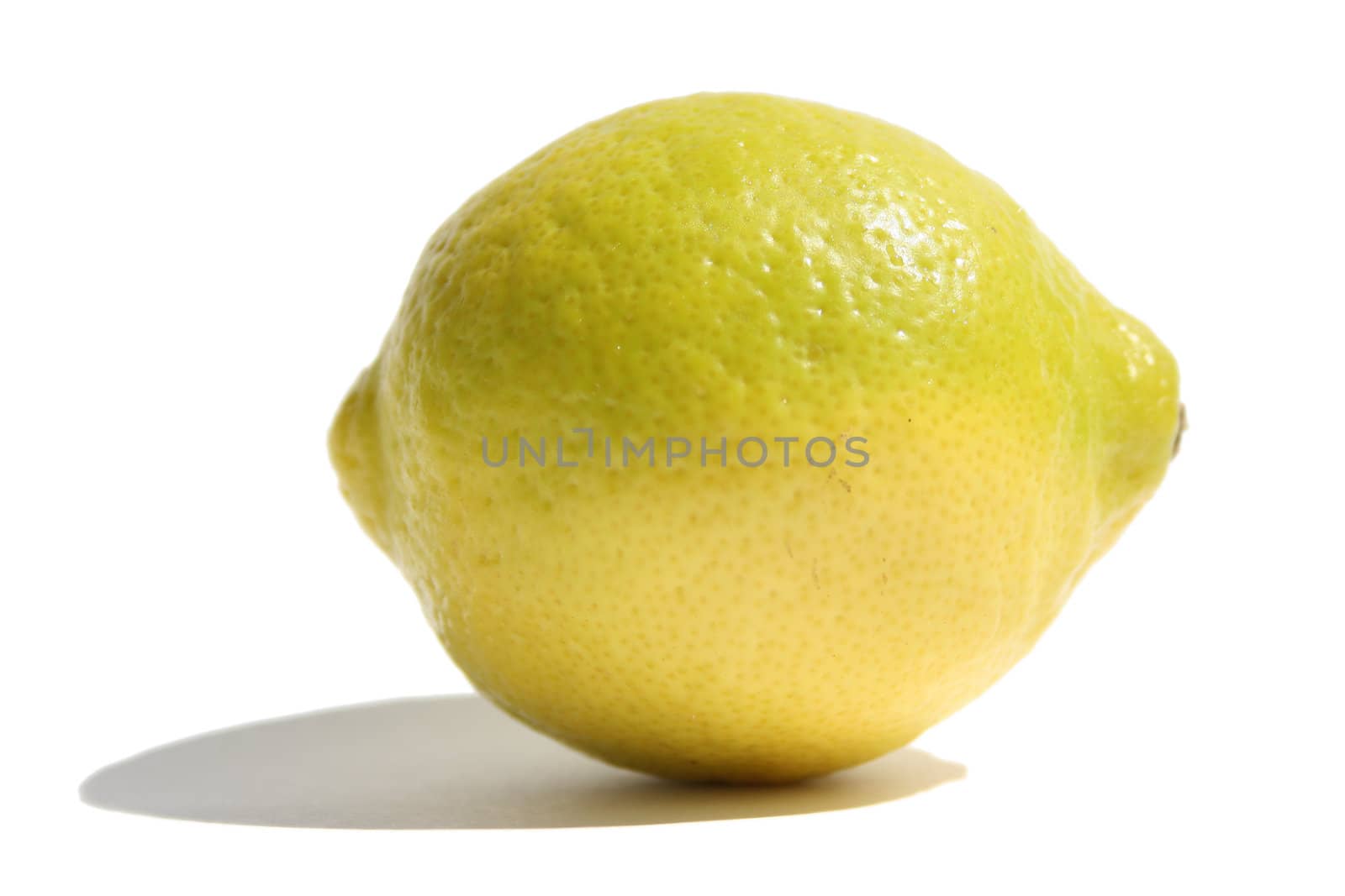 The lemon on a white background.