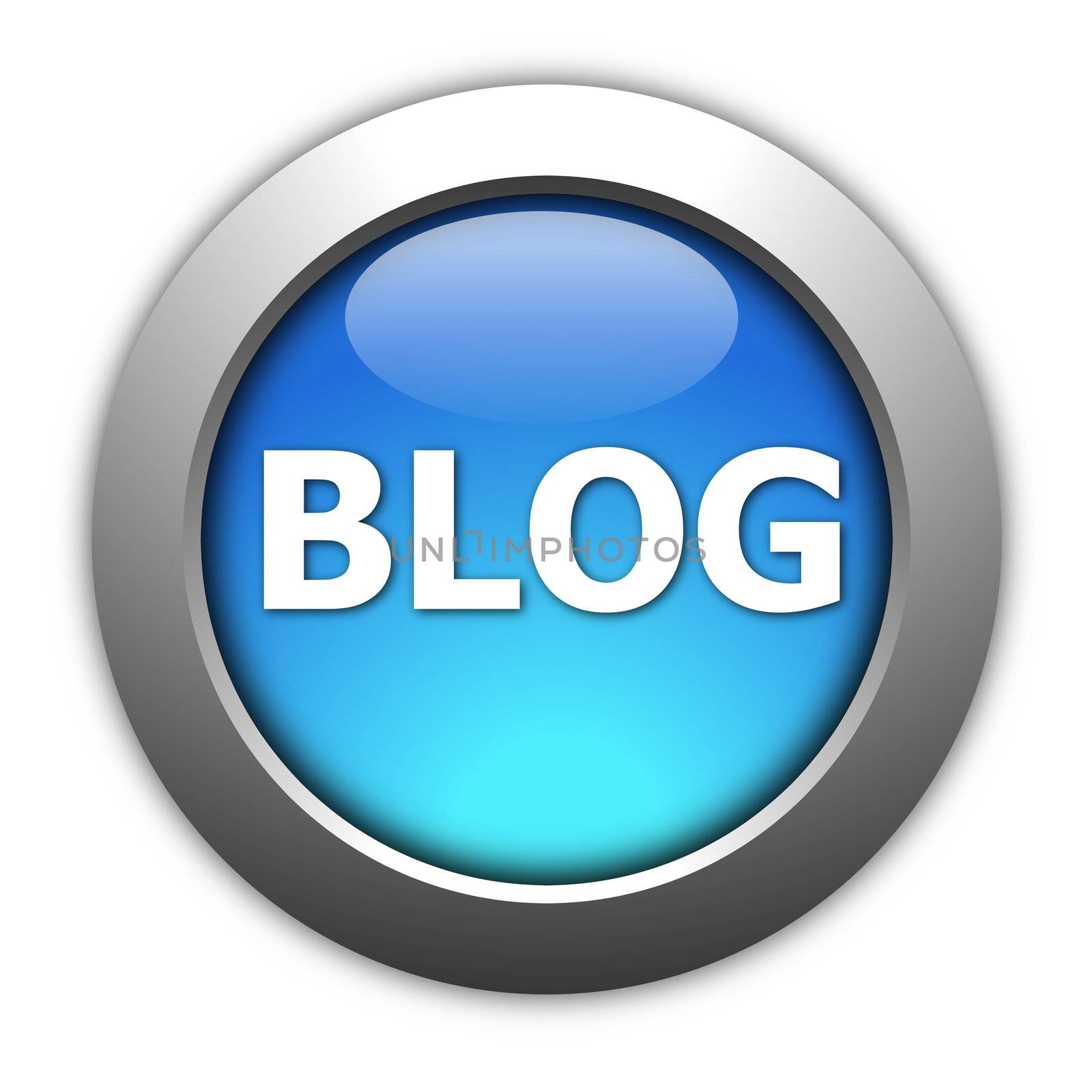 glossy blog button for internet website on white