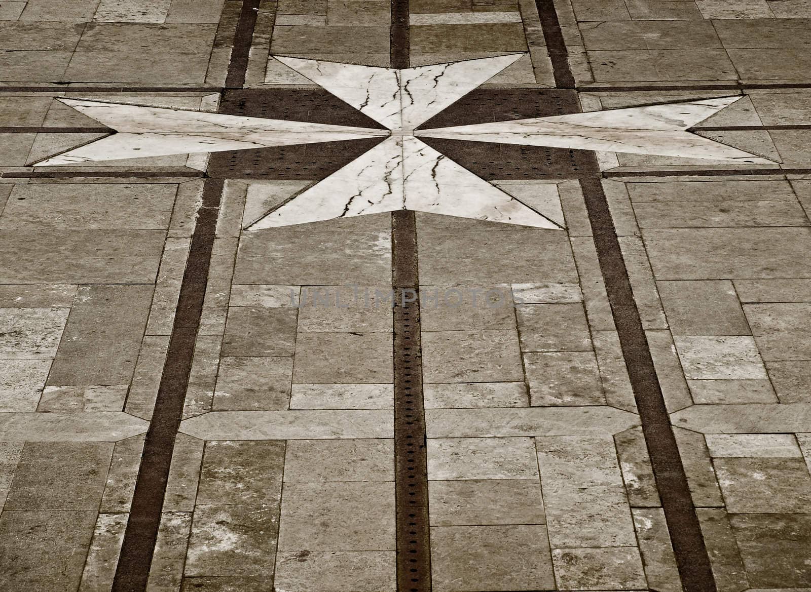 Courtyard marble Maltese Cross in a palace in Malta