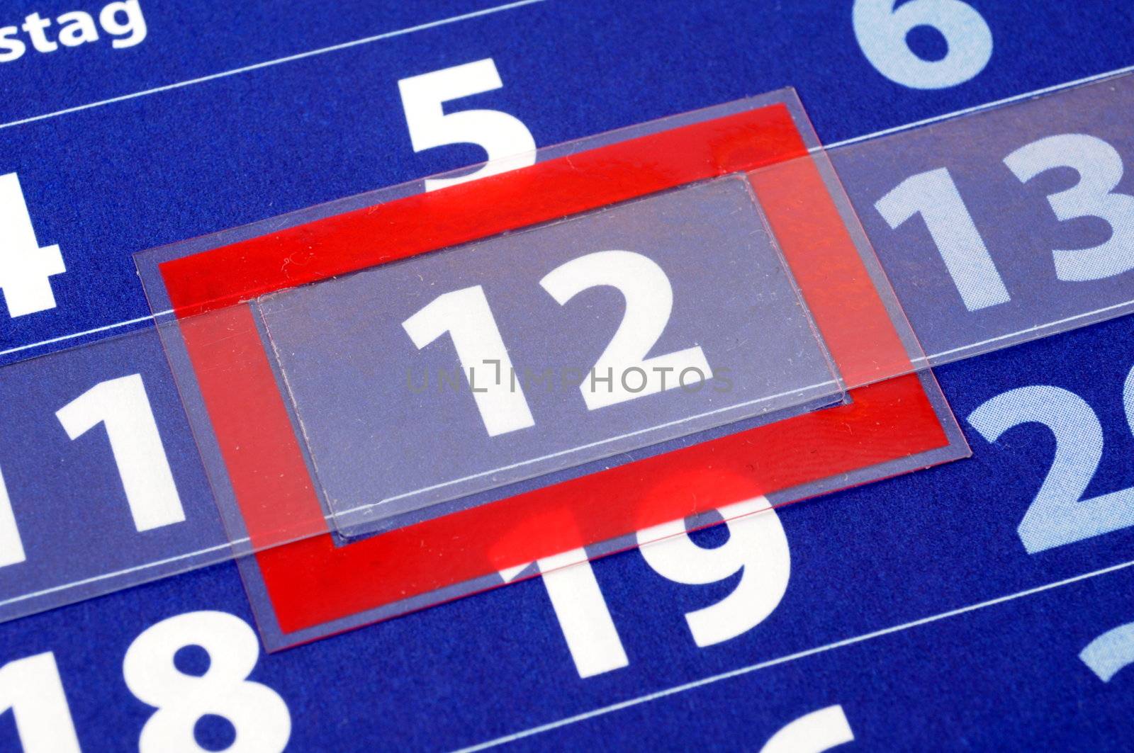 date of today shown by blue calendar