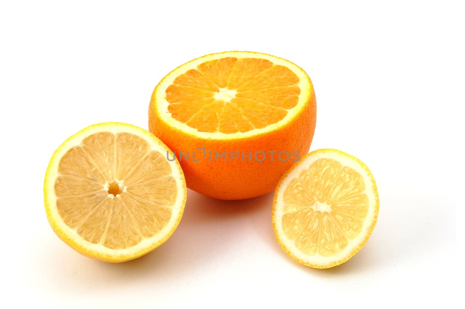 fresh lemon , orange , and citron fruits isolated on a white background